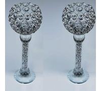 Deenz Pack Of 2 Chrome Candle Stand Gift Set - White- Candle Holder Tealight Holder Tall Pillar Taper Candle Holder29X9Cm