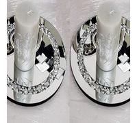 Deenz (Pack Of 2) Round Diamante Mirrored Crystal Candle Plate Candle Holder Loose Jewel Candle Holder - Best Gift 25Cm Diameter