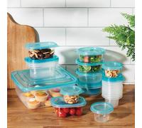 Deenz Pack Of 25 Food Storage Containers Light Blue Lid Clear Base Microwave/dishwasher Safe Multiple Shapes 25 X 10 Cm