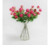 DEENZ Pack Of 3 Artificial Delicate Magenta Hue Roses Stems Sprays Green Foliage Finish Classic Design Indoor Use Created Beautifully Easy Care Plastic Composition Floral Arrangements Large 63 Cm