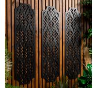 Deenz Pack Of 3 Black Metal Wall Screens Curve Edges Both Indoor-Outdoor Décor Panel Garden , Patio, Living Room 120X30 Cm