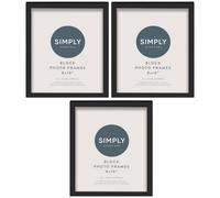 Deenz Pack Of 3 Block Photo Frames Black 8 X 10 Inches To Add A Personal Touch At Home With Easel Stand & Hooks 21.8 X 26.8 X 4.6Cm