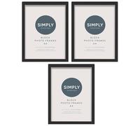 DEENZ Pack Of 3 Block Photo Frames Black Fabulous To Add A Personal Touch At Home Stylish Decor Complete Set With Easel Stand And Hooks For Hanging Portrait Or Landscape Everyday Use (A4)