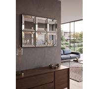 Deenz Pack Of 6 Contemporary Black Square Shape Wall Hanging Mirror Bevelled Edges Styte Plastic Framed Home Furniture Décor 25Cm