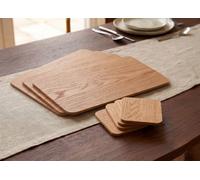 Deenz Pack Of 8 Placemat/coaster Wood Veneer Dining Table Kitchen Round Edge Natural Oak 29X21.5Cm