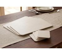 DEENZ Pack Of 8 Placemat/Coaster Wooden Veneer Dining Tableware Linens Setting Serving Mats Kitchen Decor Surface Protection Rounded Edges Gift Idea 29x21.5Cm (CREAM)