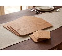 DEENZ Pack Of 8 Placemat/Coaster Wooden Veneer Dining Tableware Linens Setting Serving Mats Kitchen Decor Surface Protection Rounded Edges Gift Idea 29x21.5Cm (NATURAL OAK)