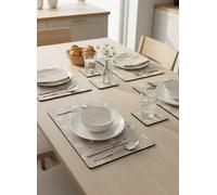 Deenz Pack Of Bee Pattern 4 Placemat & 4 Coaster Beige Daisy Print Flora Design Dining Table Setting Round Edge Kitchen Countertop