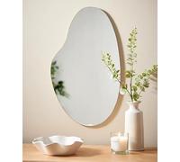 DEENZ Pebble Shape Clear Large Wall Mirror Glass & MDF Combination Hanging Both Way Horizontal/Vertical Oval Large Organic Curved Edges Frameless Border Stable Mounting Versatile Decor 53 X 32 X 5 Cm