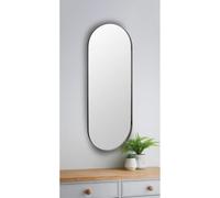 DEENZ Pill-Shaped Elongated Sleek Oval Hanging Mirror Silhouette Contemporary Finish Aluminium Frame Perfect For Home Decor Modern Touch Style Function To Any Wall 101x31x2.5Cm (BLACK)