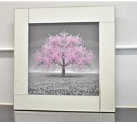 DEENZ Pink Blossom Tree Modern Glitter Liquid Art Crush Frame 55x55cm Wall Hung