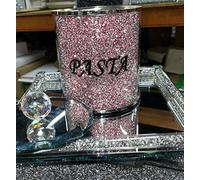 DEENZ Pink Crushed Crystal Diamond Pasta Jar Canister Kitchen Storage Pink & Silver Crystal Display Gift Present For All Occassion Home Decor