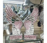 DEENZ Pink Crushed Diamond Sparkly Pair Wings Angel Decoration