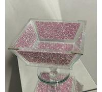 Deenz Pink Glass 26Cm Sparkle Crushed Diamond Fruit Bowl Storage Organizer Accessory