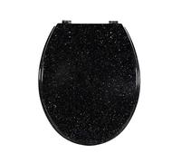 Deenz Polyresin Toilet Seat Glitter Stunning Glittering Detailing Durable Design Perfect Bathroom Addition (Black)
