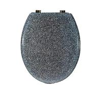 Deenz Polyresin Toilet Seat Glitter Stunning Glittering Detailing Durable Design Perfect Bathroom Addition (Silver)