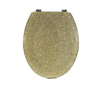 Deenz Polyresin Toilet Seat Glitter Stunning Glittering Detailing Durable Design Perfect Bathroom Addition (Gold)