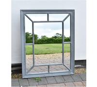 DEENZ Rectangle Antique Window Wall Mirror Stylish Grey Rustic