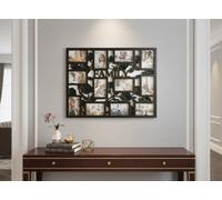 Deenz Rectangle 'family' Text Photo Frame 12 Picture Collage Shabby Chic Rose Floral Entwined Wall Mount 6 X 4 '' Black 69X55X2 Cm