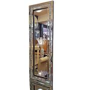 DEENZ Rectangle Gatsby Crushed Diamond Crystal Glass Silver Frame Bevelled Wall Mirror 120x40cm Can be Hang Both Way