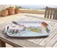DEENZ Rectangle Melamine Serving Tray With Handles Large Kitchen Storage Accessory Decorative Design Tableware Organisation Ideal Dining Space Countertop Display 48.5x32.5x3Cm (WIMBORNE)