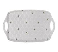 DEENZ Rectangle Melamine Serving Tray With Handles Large Kitchen Storage Accessory Decorative Design Tableware Organisation Ideal Dining Space Countertop Display 48.5 X 32.5 X 3 Cm (HONEYCOMB BEE)