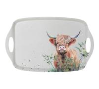DEENZ Rectangle Melamine Serving Tray With Handles Large Kitchen Storage Accessory Decorative Design Tableware Organisation Ideal Dining Space Countertop Display 48.5 X 32.5 X 3 Cm (HIGHLAND COW)