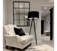 Deenz Rectangle Shape Arch Window Mirror Durable Metal Frame Wall Mounted Indoor Outdoor Mirror home 90x60cm, Color Black