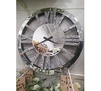 DEENZ Round 60X60Cm Mirrored Crushed Crystal Wall Clock Loose Diamond Crystal Mirror Wall Silent Clock Chic Finishing Touch