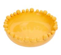 Deenz Round Ball Edged Design Decorative Bowl Mustard Yellow Ceramic Great Home Table Centrepiece Cosmetics Organisation 28X28X9Cm