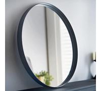 DEENZ Round Mirror 80Cm Black Deep Aluminium Frame Wall Mounted Mirror Bathroom Mirror Living Room Mirror