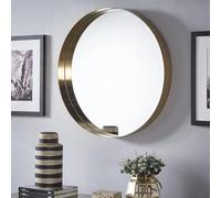 Round Gold Wall Mirror Aluminium Frame Deep Frame - Gold