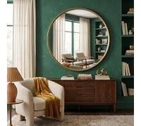 DEENZ Round Mirror Gold Deep Aluminium Frame Wall Mounted Mirror Bathroom Living Room A Must Have Mirror Very Good Size (40cm)
