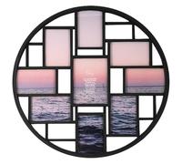 DEENZ Round Multi Aperture Collage Frame Holds Nine 4X6 Photos (Black)