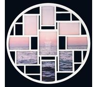 DEENZ Round Multi Aperture Photo Frame 4X6 Picture Frame Collage And Wall Décor Holds Nine 4X6 Photos Memories Holds 9 Photos (White)