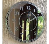 DEENZ Round Silver Sparkle Glitter Mirrored English Number Wall Clock 35Cm