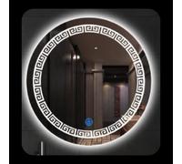 DEENZ Round Zig Zag Bathroom Led Mirror Lights Illuminated Demister Pad Antifog Touch Home Décor Luxury (60x60 cm)