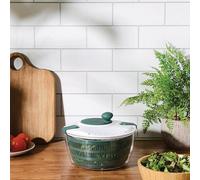 Deenz Salad Spinner Plastic Construction Green-White Crank-Style Spin Knob Double Buckle Easy To Operate Rotating Lid 12 X 25.5 Cm