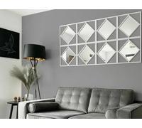 Deenz Set Of 12 Square Diamond Shape Frame White Wall Art Mirror Modern Stylish Antique Design Home Décoration 40X40X1.2Cm