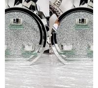 Deenz (Set Of 2) 3 Round Crushed Crystal Tealight Holder Tealight Holder Clear Silver Mirror Glass With Walls