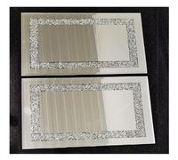 DEENZ Set Of 2 Border Crushed Diamond Placemats Silver Mirrored