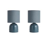 DEENZ Set of 2 Ceramic Table Lamp Contemporary Design Fabric Shade Reading, Bedroom, Living Room, Study, Office (Blue)