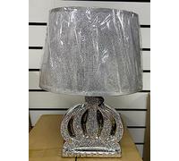 DEENZ Set of 2 Crushed Diamond Silver Led Table Lamp Flower Style with Shade Glitter Romany Sparkly