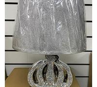 Deenz Set Of 2 Crushed Diamond Silver Led Table Lamp Flower Style With Shade Glitter Romany Sparkly