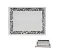 Deenz Set Of 2 Decorative Crushed Jewel Border Mirrored Glitter Glass Silver Placemats Elegant Addition To Your Home Best Gift