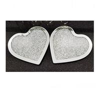DEENZ Set Of 2 Mirror Full Crushed Jewel Heart Shaped Placemats