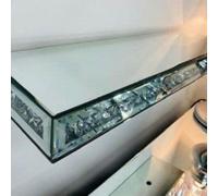Deenz Set Of 2 Mirrored Crushed Diamond Floating Wall Mounted Shelf Glitz Sparkle 40Cm Home Decorative Living Room