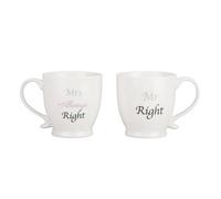 DEENZ Set of 2 Mugs Durable and Stylish Ceramic Cups for Hot & Cold Beverages Ideal for Coffee, Tea, or Drinks 8 x 9.5 cm (Mr Right & Mr Always Right)