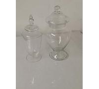 DEENZ Set of (26cm & 30cm) Retro Decorative Glass Lid Candy Food Storage Pot Glass Storage Jar