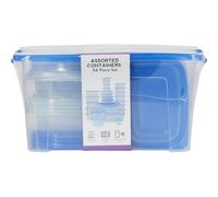 DEENZ Set Of 27 Assorted Food Storage Large Container Blue Lids With Handle Polypropylene Multi-Size Food Prep Dishwasher/Microwave Safe Kitchen Organiser Perfect Collection 16.5 X 32 X 22.5 Cm